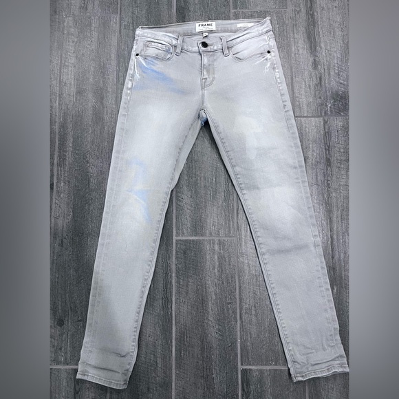 FRAME Le Garcon Boyfriend Jeans Size‎ 24 Waist Kensington Wash Garçon Grey Wash - Picture 1 of 3